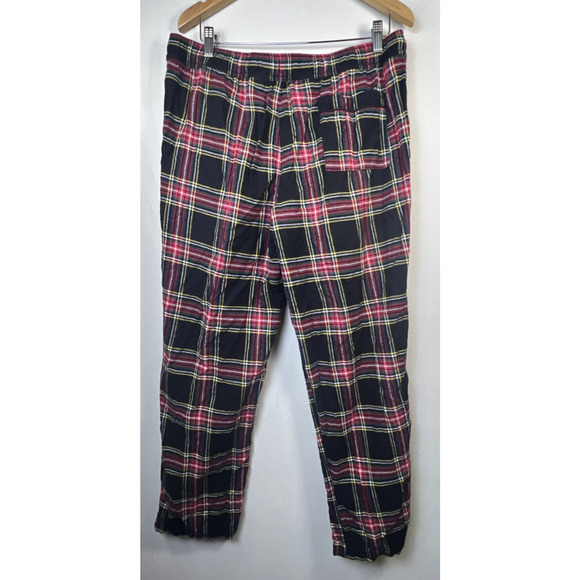 J crew Flannel Pajama Set Mens large Plaid Cotton Black red PJ button up holiday - Picture 8 of 16